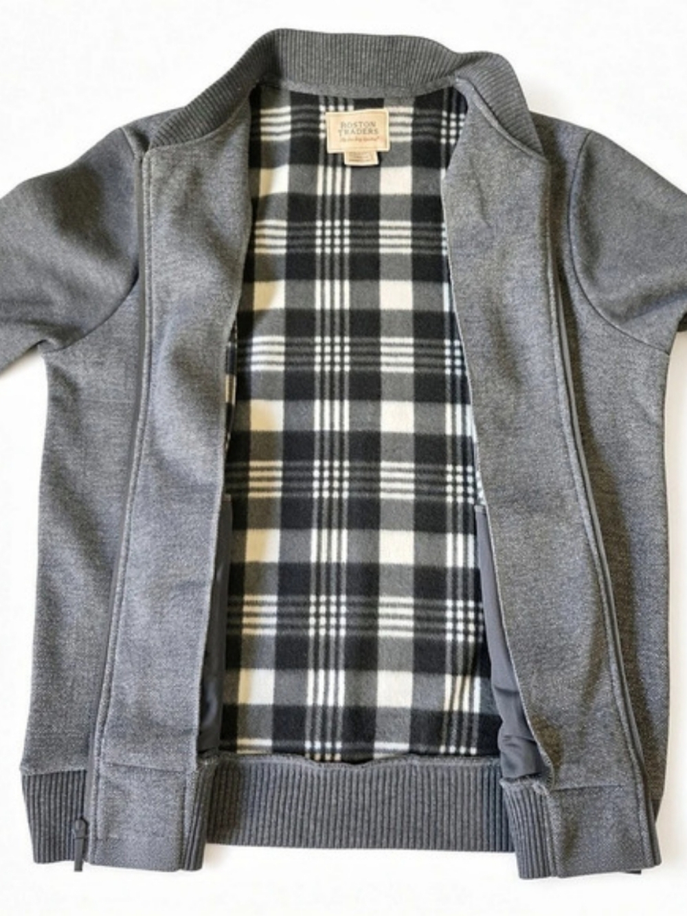 Boston Traders Men's Gray Plaid-Lined Bomber Jacket